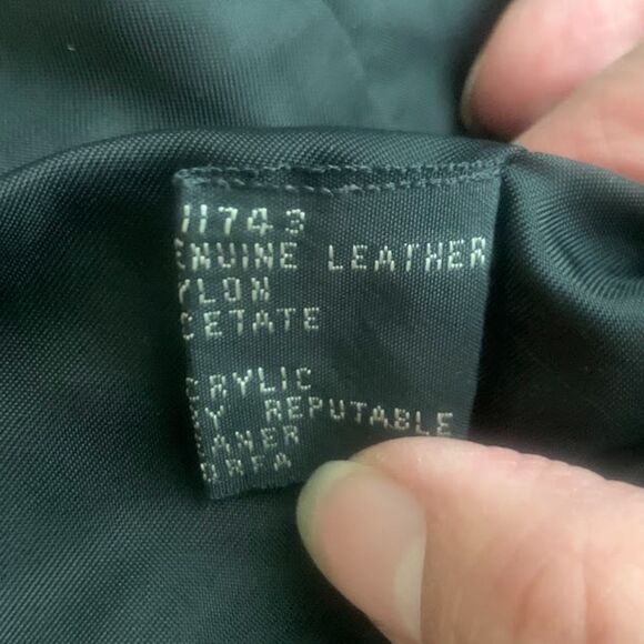 American Male Vintage Bomber Mixed Media Leather Jacket Men's in Black Large - Picture 9 of 10